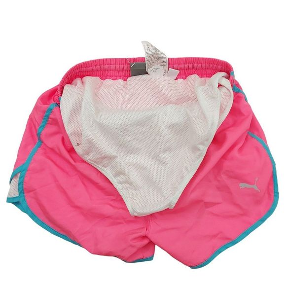 Puma Girls Running Shorts Size Large 12-14 Pink Elastic Waist Drawstring Mesh - Picture 3 of 6